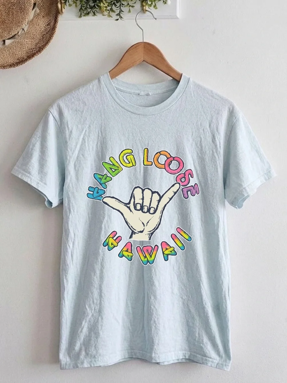 Gildan Light Blue 'Hang Loose Hawaii' Graphic Tee